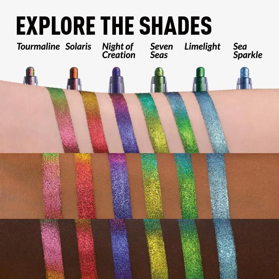 Kaleidos Epiphany Glow Melt-On Eyeliner 6-Piece Set, Rave Makeup, Festival Makeup, Cosmetic Gift