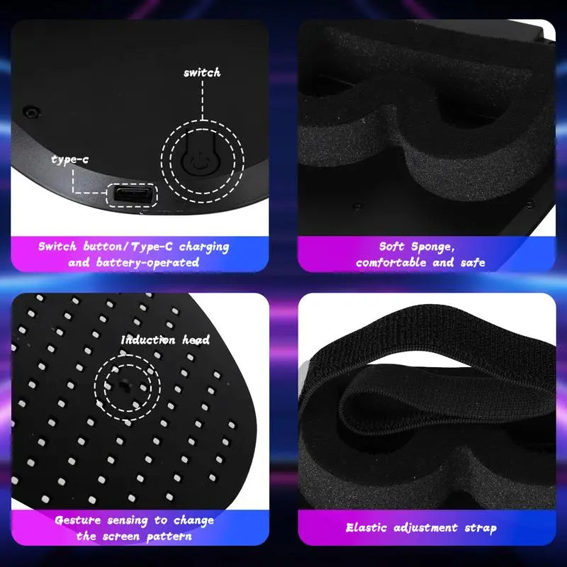 LED Face Mask Gesture Sensing 50 Patterns, Rechargeable LED Glow Mask Changing for Christmas 2025 New Year Rave Party, Light up Face Mask Scary Cool Masks for Adults Unisex Cosplay Festival Gifts