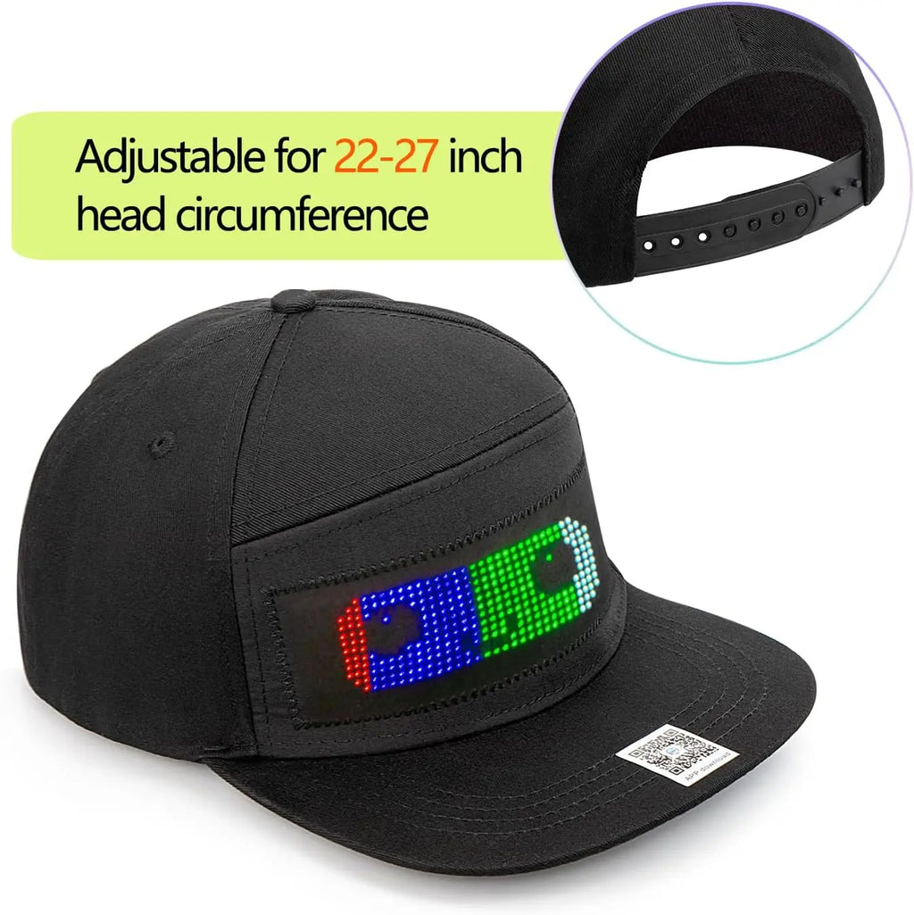 LED Bluetooth Hat DIY Gift, Bluetooth APP Controlled, Edited LED Display Hat LED Luminous Words (Text, Music, Images, Paintings) Suitable for Party Club Festivals