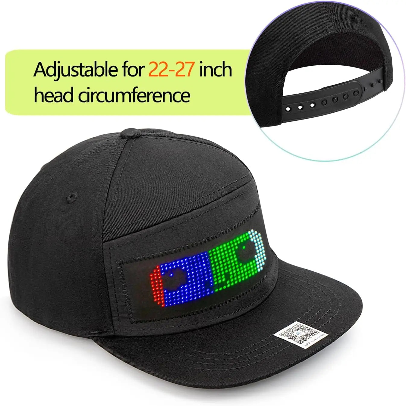LED Bluetooth Hat DIY Gift, Bluetooth APP Controlled, Edited LED Display Hat LED Luminous Words (Text, Music, Images, Paintings) Suitable for Party Club Festivals