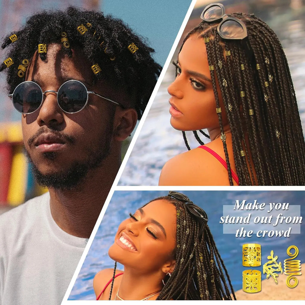 260 Pcs Hair Jewelry for Braids,Hair Beads Accessories for Dreadlock,Metal Hair Clips Cuffs Rings,Loc Rave Hair Charm Decorations Adjustable Kits for Men Women Silver