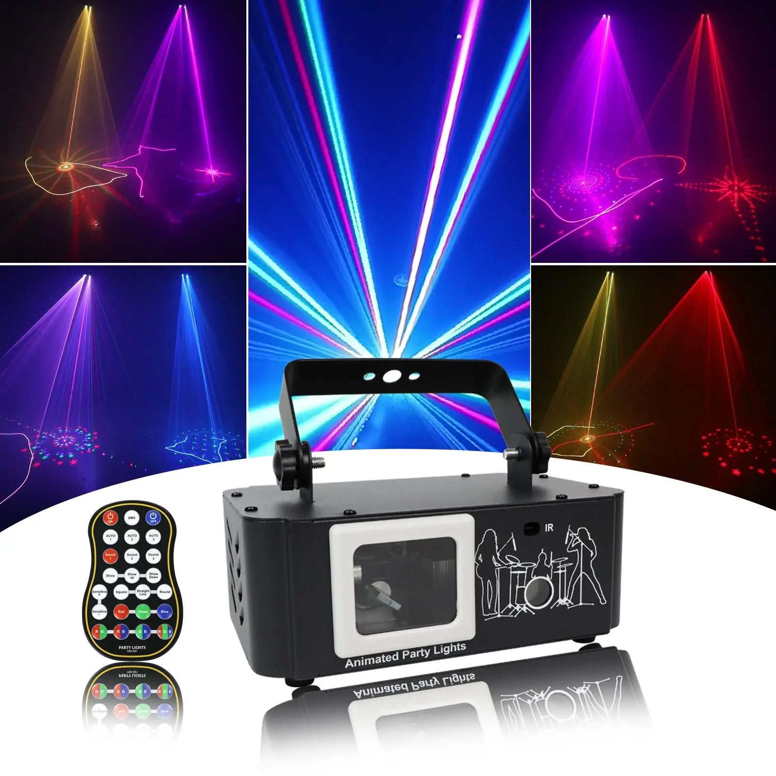 Flashback Events Party Lights Upgraded Starry and Scanning 500MW Laser Projector Full Color RGB Laser Dance Party Light Sound Active for Karaoke,Birthday,Bar,Stage,Halloween,Xmas,Rave Parties,House Parties
