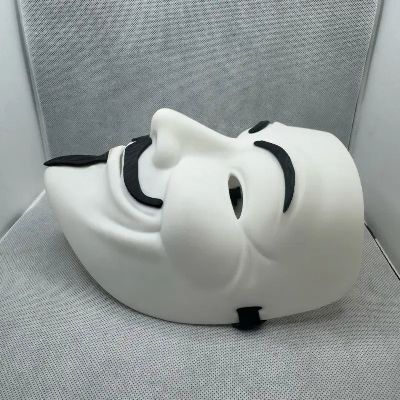 V for Vendetta Guy Fawkes Mask - White Plastic Costume Party Mask with Black Ribbon Ties for Halloween Christmas Mardi Gras Carnival Easter Music Festivals Rave Protest and All Costume Events