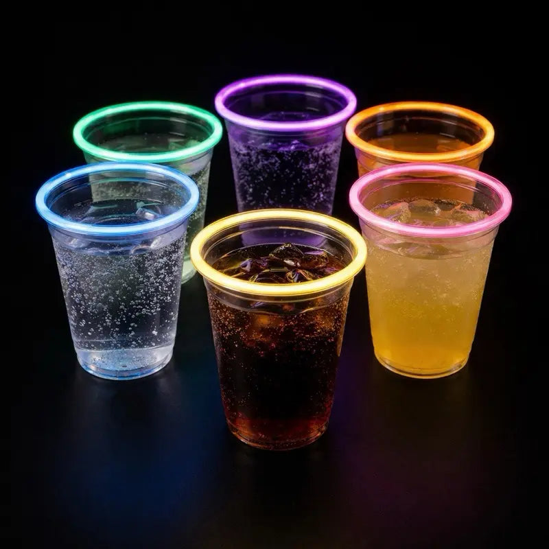 20-Pack 16Oz Glowing Party Cups Multicolor Disposable Neon Glow in the Dark Cups for Beer Pong & Glow Party Supplies