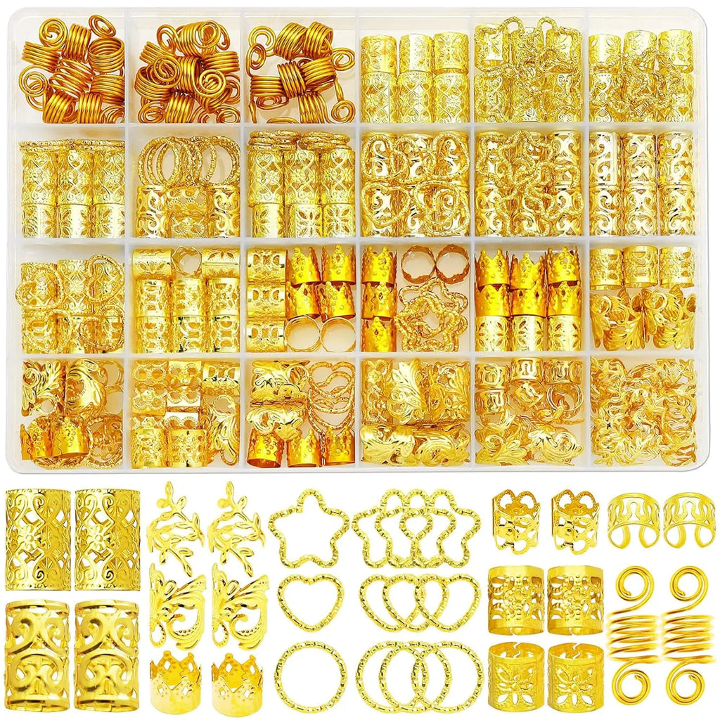 260 Pcs Hair Jewelry for Braids,Hair Beads Accessories for Dreadlock,Metal Hair Clips Cuffs Rings,Loc Rave Hair Charm Decorations Adjustable Kits for Men Women Silver