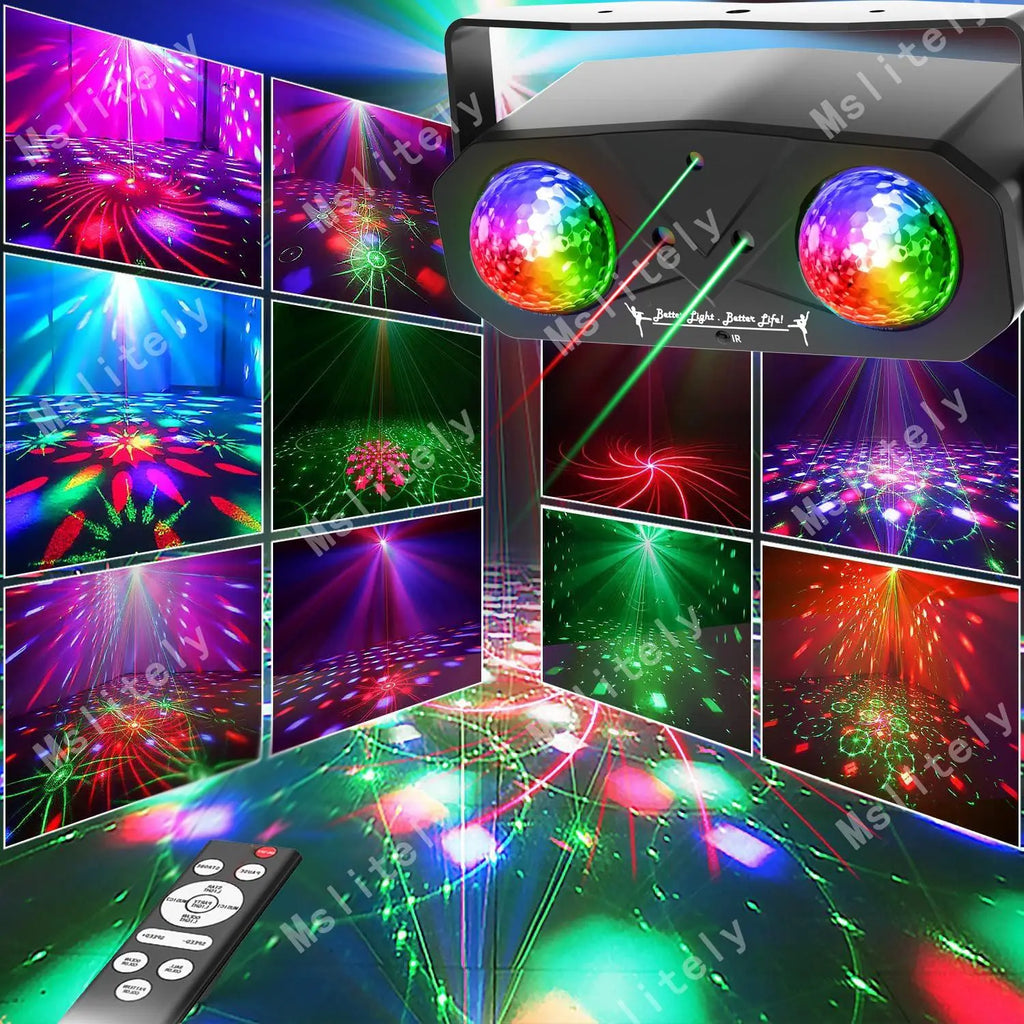 Disco Ball Party Light, USB Powered Sound Activated Disco Light with Star Light Projector, Ocean Light and Laser Light for Party DJ KTV Rave Club Wedding Home Decor