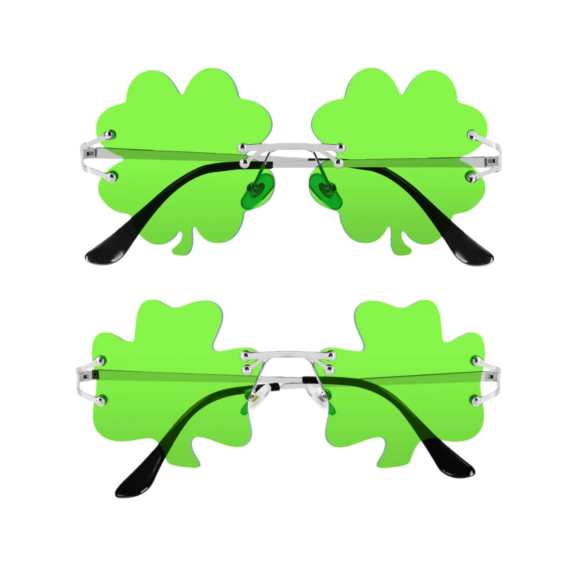 HAOLOTA St. Patrick'S Day Irish Shamrock Sunglasses Green Clover Leprechaun Costume Glasses UV400 Protection Metal & Plastic Ultra-Light Lens for Parties