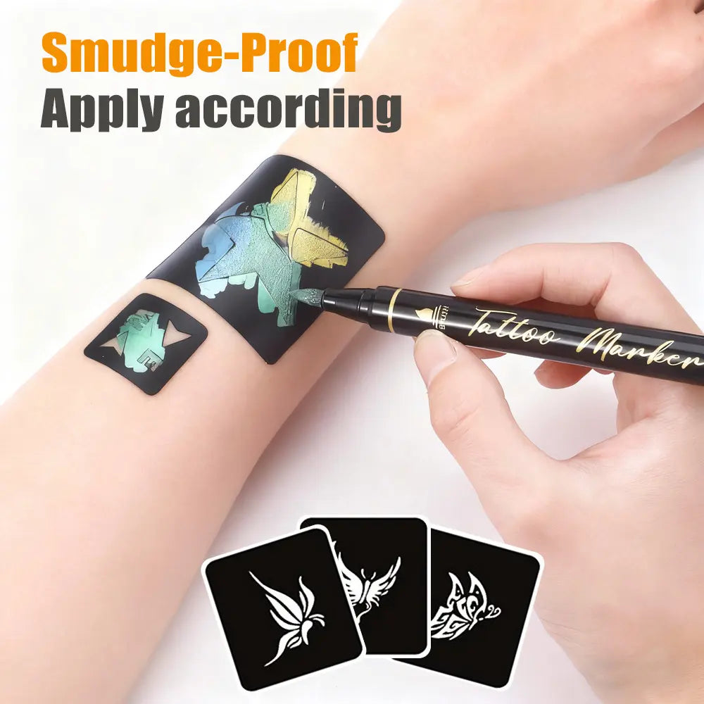 Temporary Tattoo Markers for Skin 10-Count Body Markers 10 Colors Tattoo Pens Waterproof Sweatproof Long-Lasting Body Art Markers for DIY Designs Easy to Remove Washable Body Painting Perfect for Parties and Festive Gifts