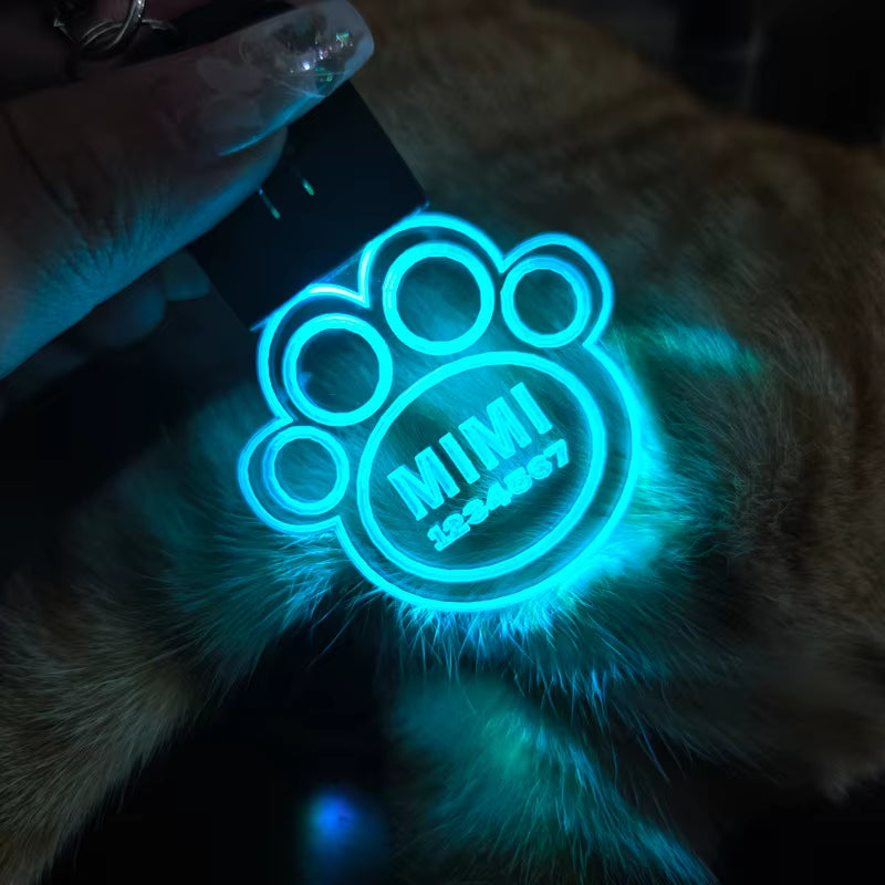 Customized Laser-Engraved Acrylic LED Pet ID Tag - Illuminated Safety Dog Luminous Pendant for Nighttime Dog Walks