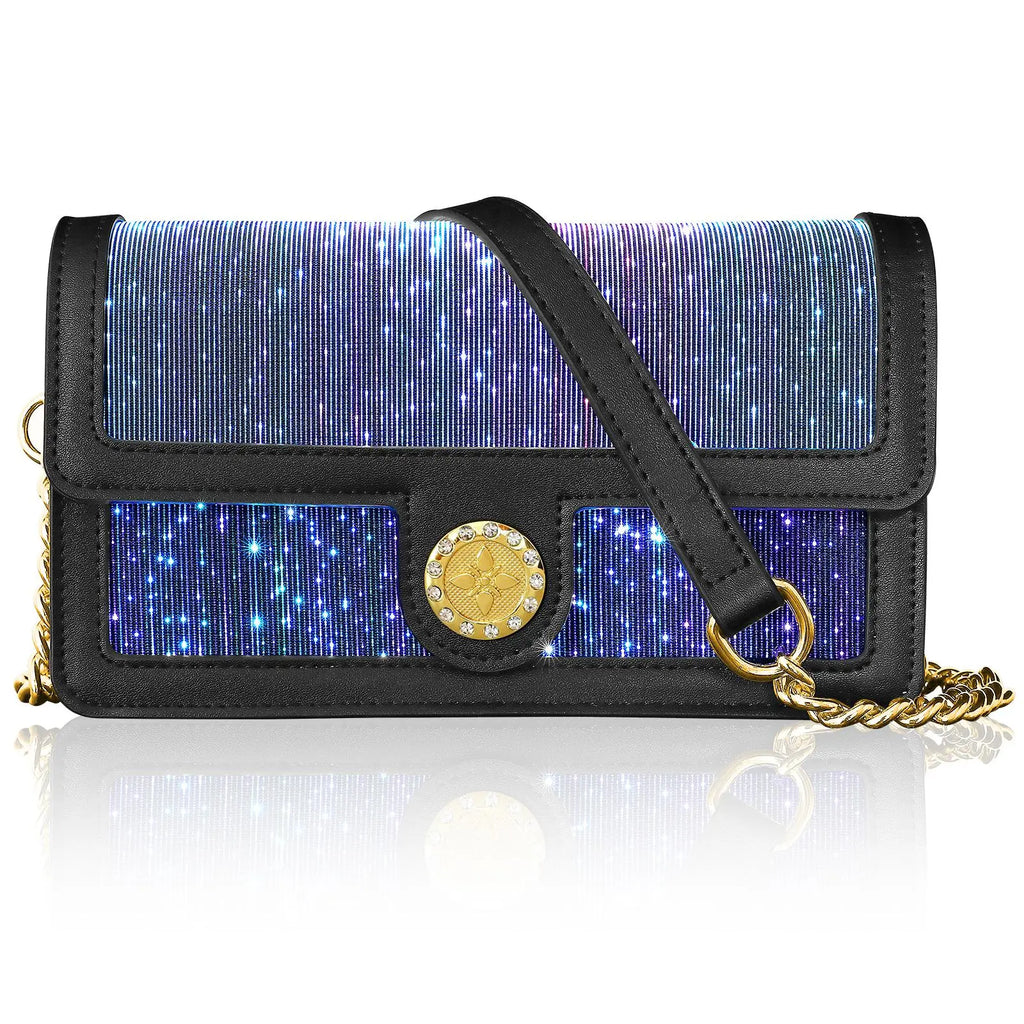 LUMISONATA Can Be Crossbody or Shoulder Bag Glowing Durable Material Super Large Capacity Strap Chain Leather Double Combination Suitable for Party Gifts