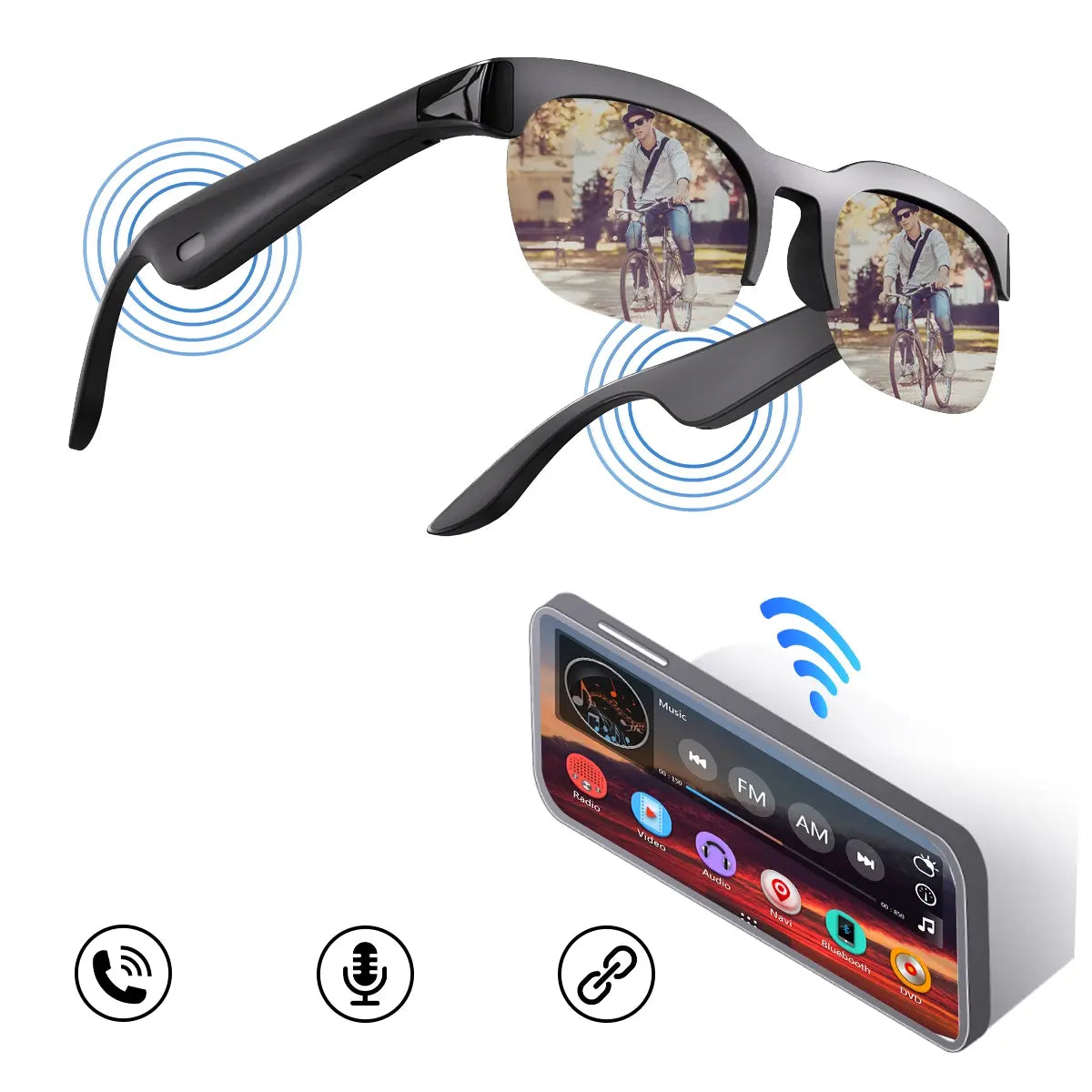 Smart Glasses,Wireless Headphone Smart Glasses for Listening to Music & Calling,Bluetooth-Compatible Creative Sports Smart Glasses,Men'S Tech Gadgets 2025