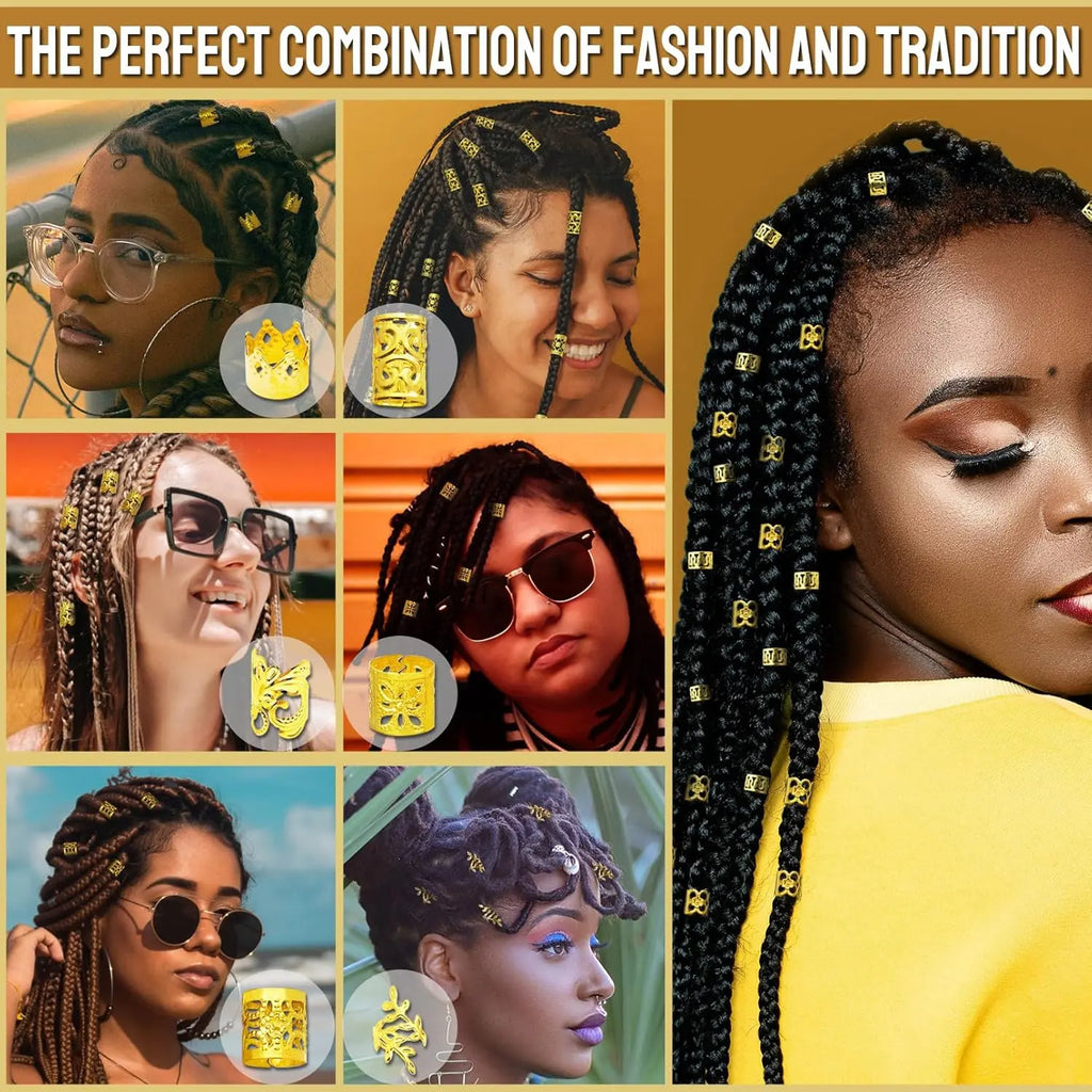 260 Pcs Hair Jewelry for Braids,Hair Beads Accessories for Dreadlock,Metal Hair Clips Cuffs Rings,Loc Rave Hair Charm Decorations Adjustable Kits for Men Women Silver