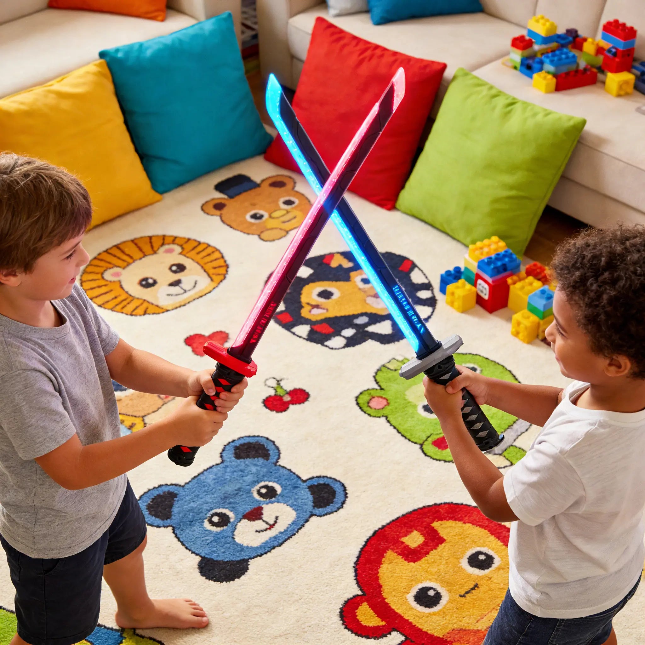LED Lightsaber Spark Sword Toy – 23" Neon Glowing Blade with Sound & Fog, Eight-Color Streaming Light Effect USB-C Rechargeable Cosplay Weapon for Kids, Halloween Rave Party