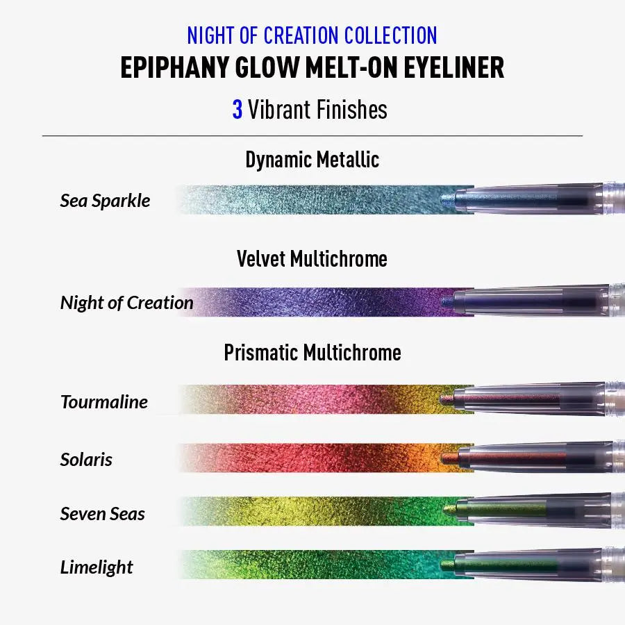 Kaleidos Epiphany Glow Melt-On Eyeliner 6-Piece Set, Rave Makeup, Festival Makeup, Cosmetic Gift