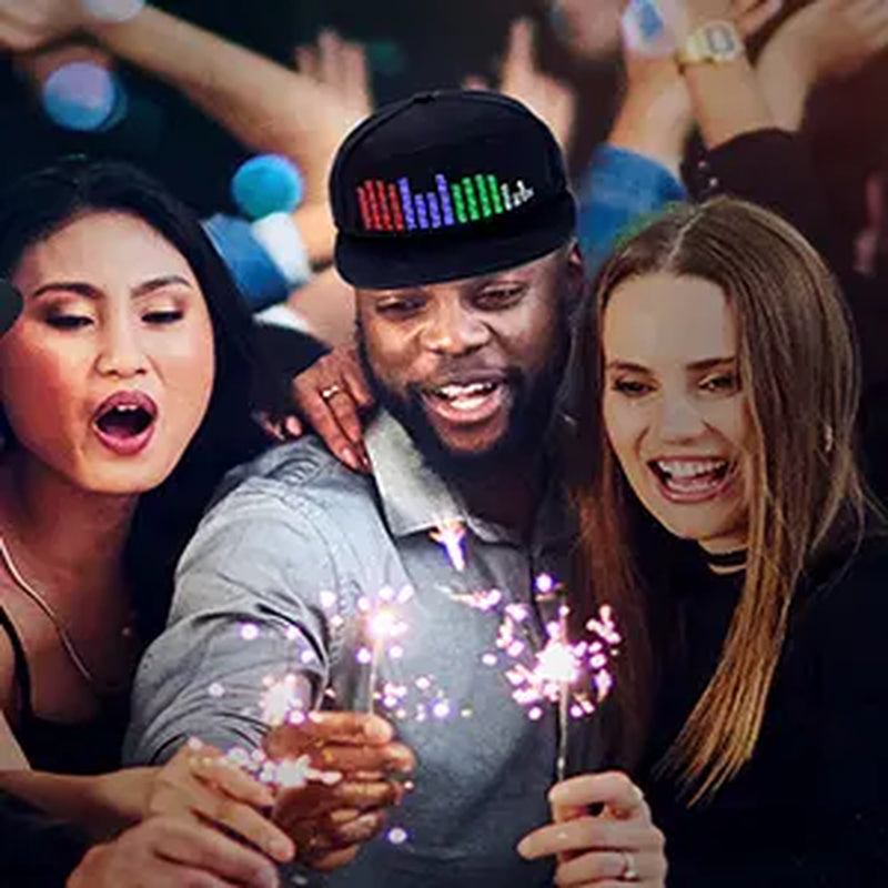 LED Bluetooth Hat DIY Gift, Bluetooth APP Controlled, Edited LED Display Hat LED Luminous Words (Text, Music, Images, Paintings) Suitable for Party Club Festivals