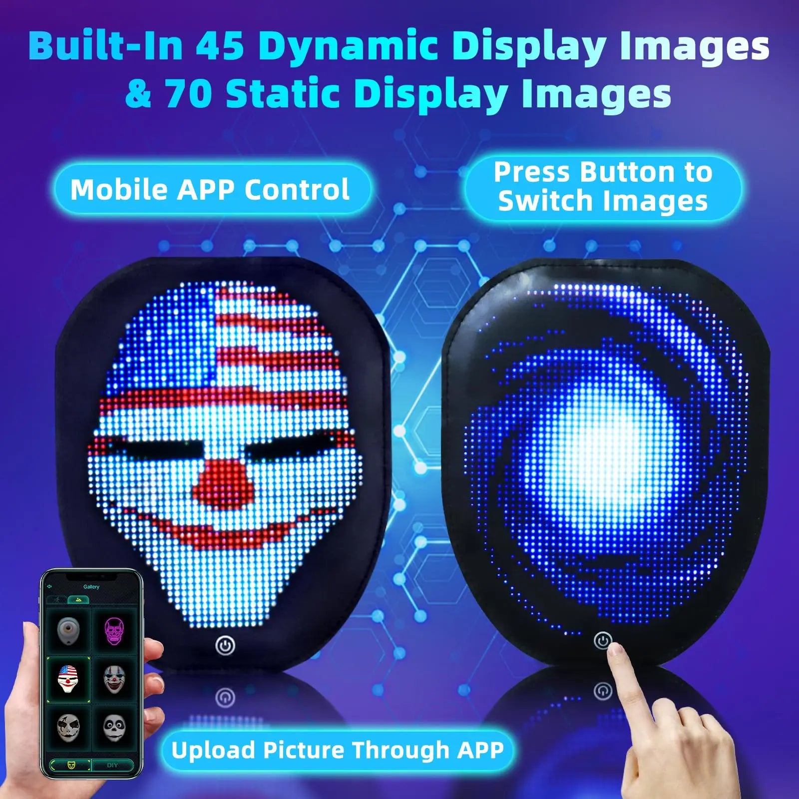 Storeled T-Shirt Rechargeable, Light up Shirts Glow in the Dark T-Shirt for Man/Women Programmable APP Control