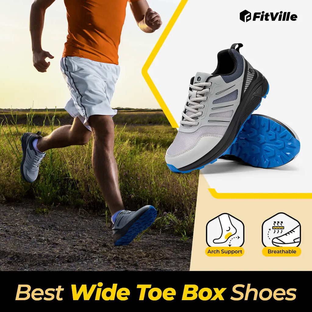 Fitville Men'S Alltraction Trail Shoes V1 Wide Fit Outdoor Shoes Rave Shoes High Instep Breathable Mesh Eva Insole Lightweight Mens Shoes Outdoorfun