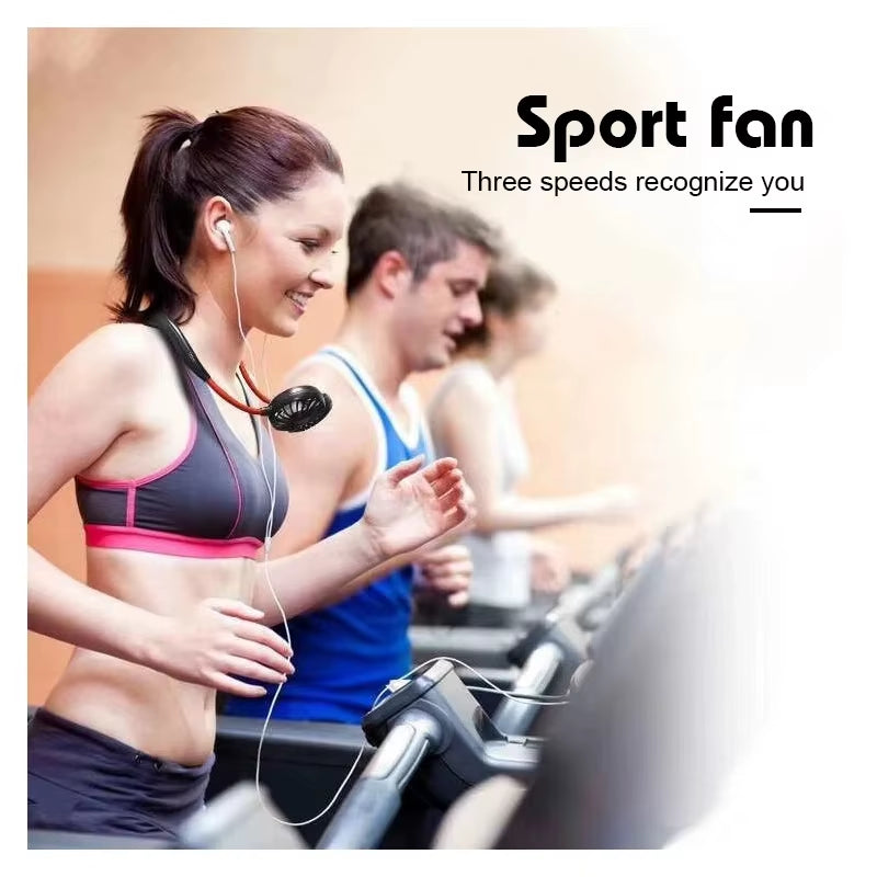Portable Hanging Neck Fans USB Rechargeable Leafless Mini Air Cooling Fan Air Conditioner Wearable Neckband Fans