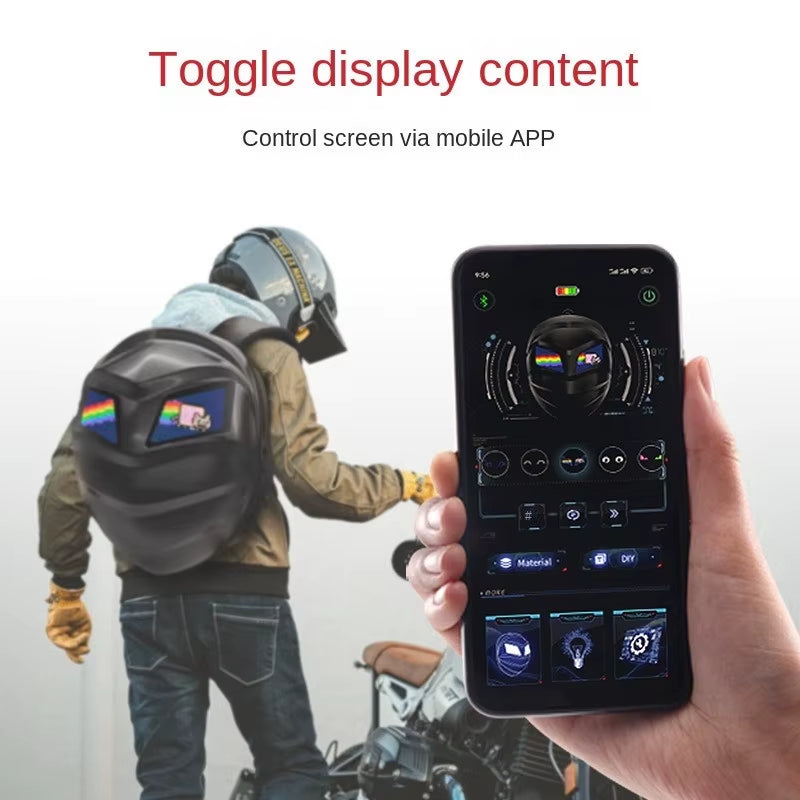 LED Knight Cycling Backpack Motorcycle Led Bag with Eye Screen Bluetooth APP Waterproof Rainproof Women Bag School Bags Rugzak