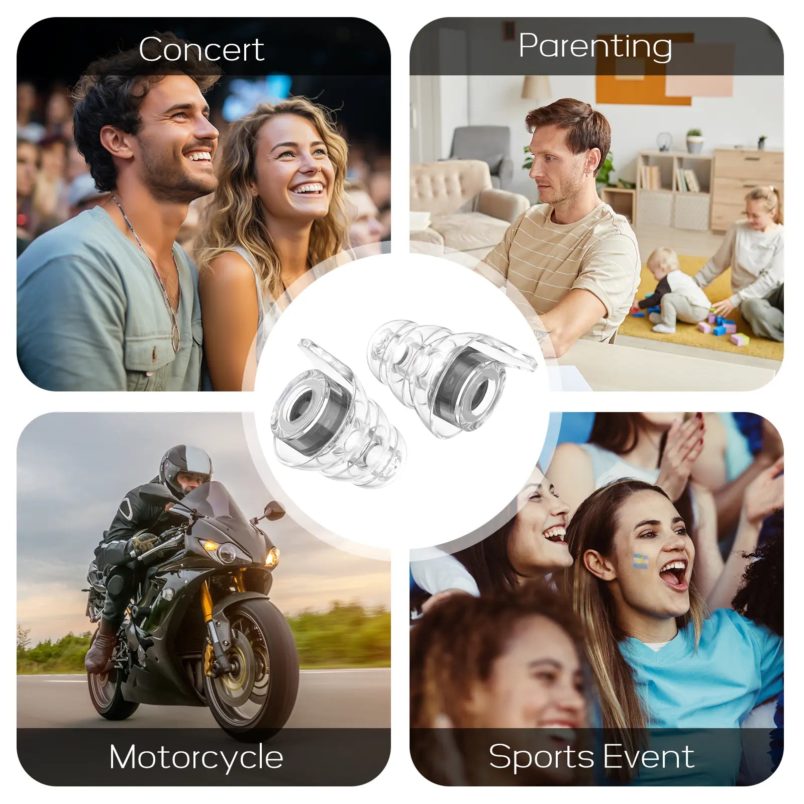 Hearprotek HP16 Hi-Fi Spirit Concert Ear Plugs, High Fidelity Silicone Music Ear Plugs for Concerts, Noise Reduction, Hearing Protection, Motorcycle, Musicians, Rave, Dj, Tinnitus Relief (Medium Size) High Fidelity Noise Cancellation Noise Reduction