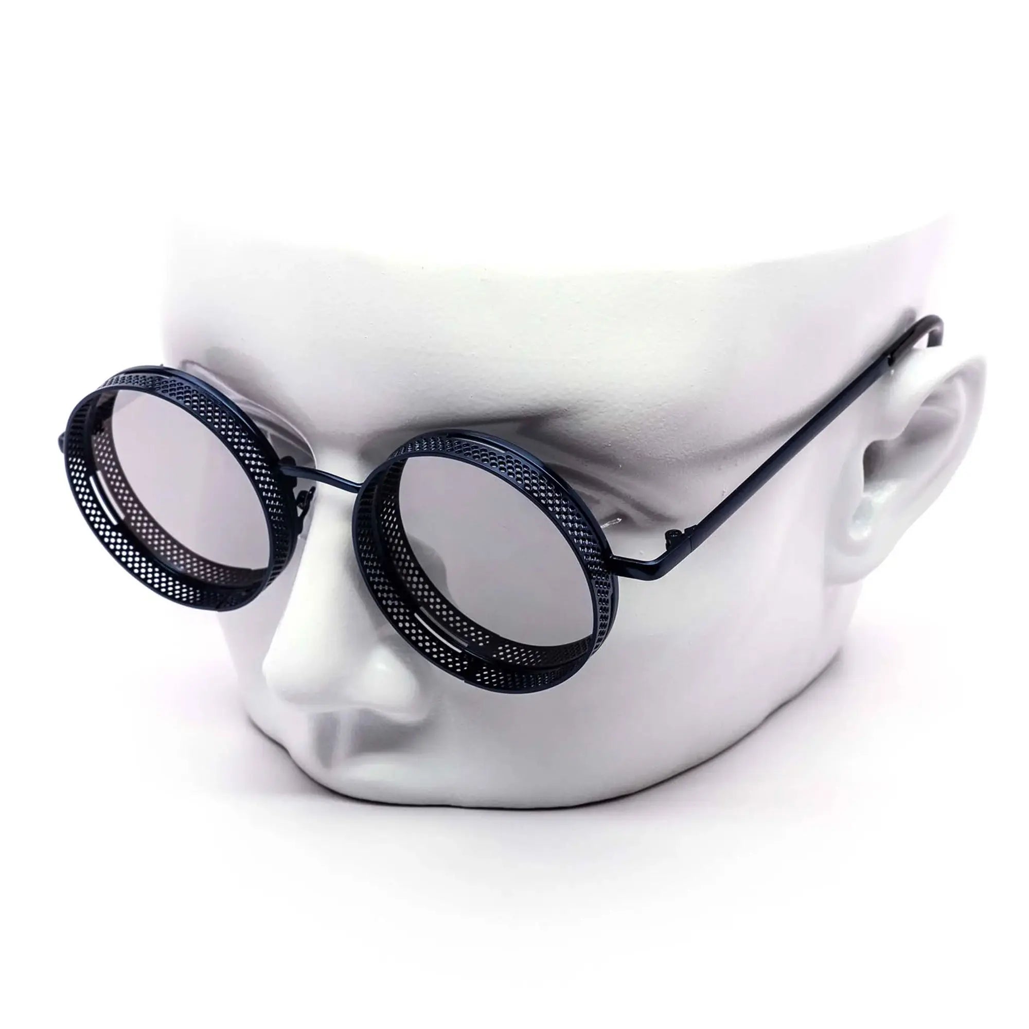 Steampunk Metal Oversized Rave Bat Face Contour Y2K Punk Retro Shield Sunglasses, 100% UV Polycarbonate Protection