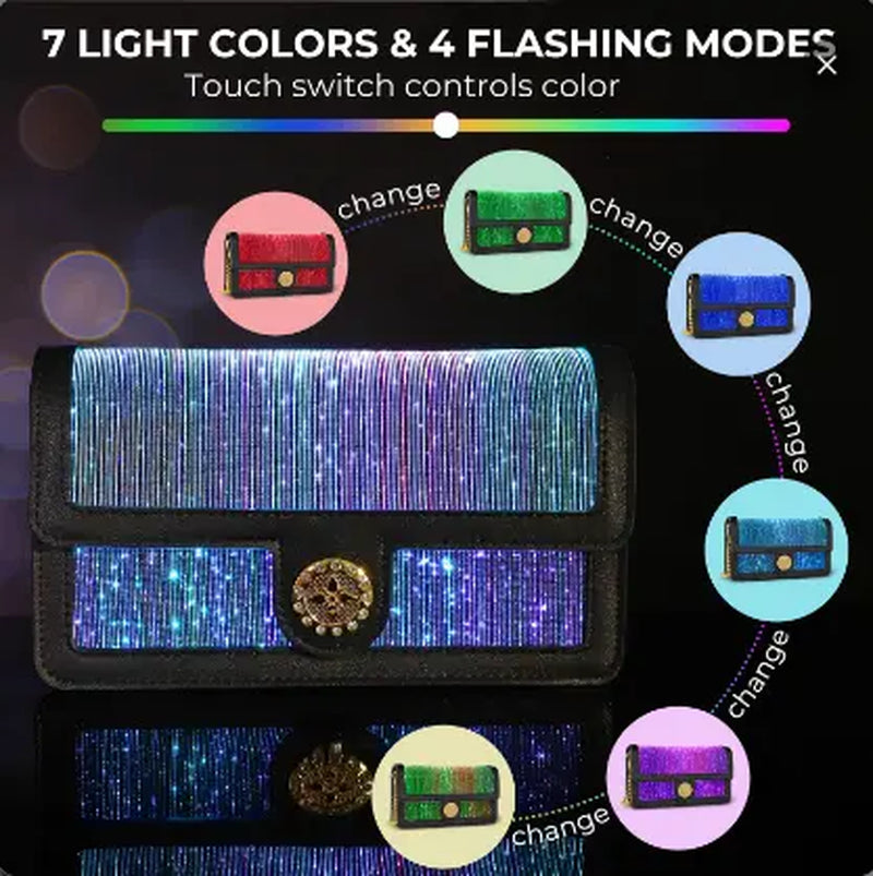 LUMISONATA Can Be Crossbody or Shoulder Bag Glowing Durable Material Super Large Capacity Strap Chain Leather Double Combination Suitable for Party Gifts