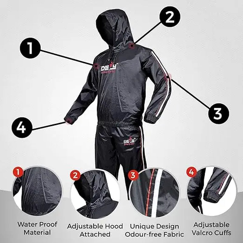 DEFY Heavy Duty Sauna Suit Hoodie for Men & Women - Anti-Rip Sweat Suit for Gym Workout & Exercise Gear - Natural Sweating Support & High-Quality Taffeta Nylon - Gymwear