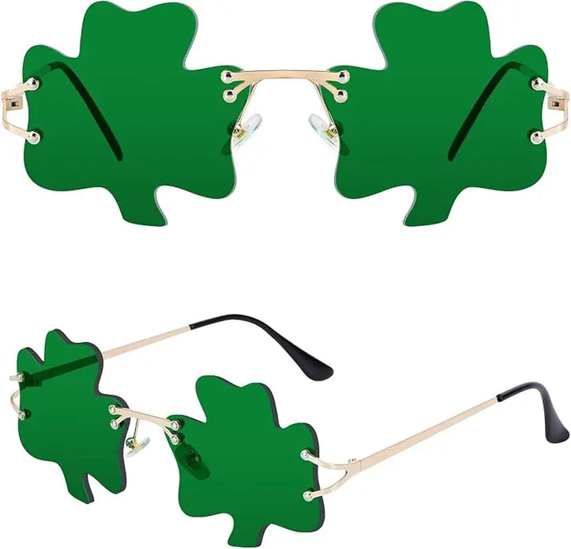 HAOLOTA St. Patrick'S Day Irish Shamrock Sunglasses Green Clover Leprechaun Costume Glasses UV400 Protection Metal & Plastic Ultra-Light Lens for Parties