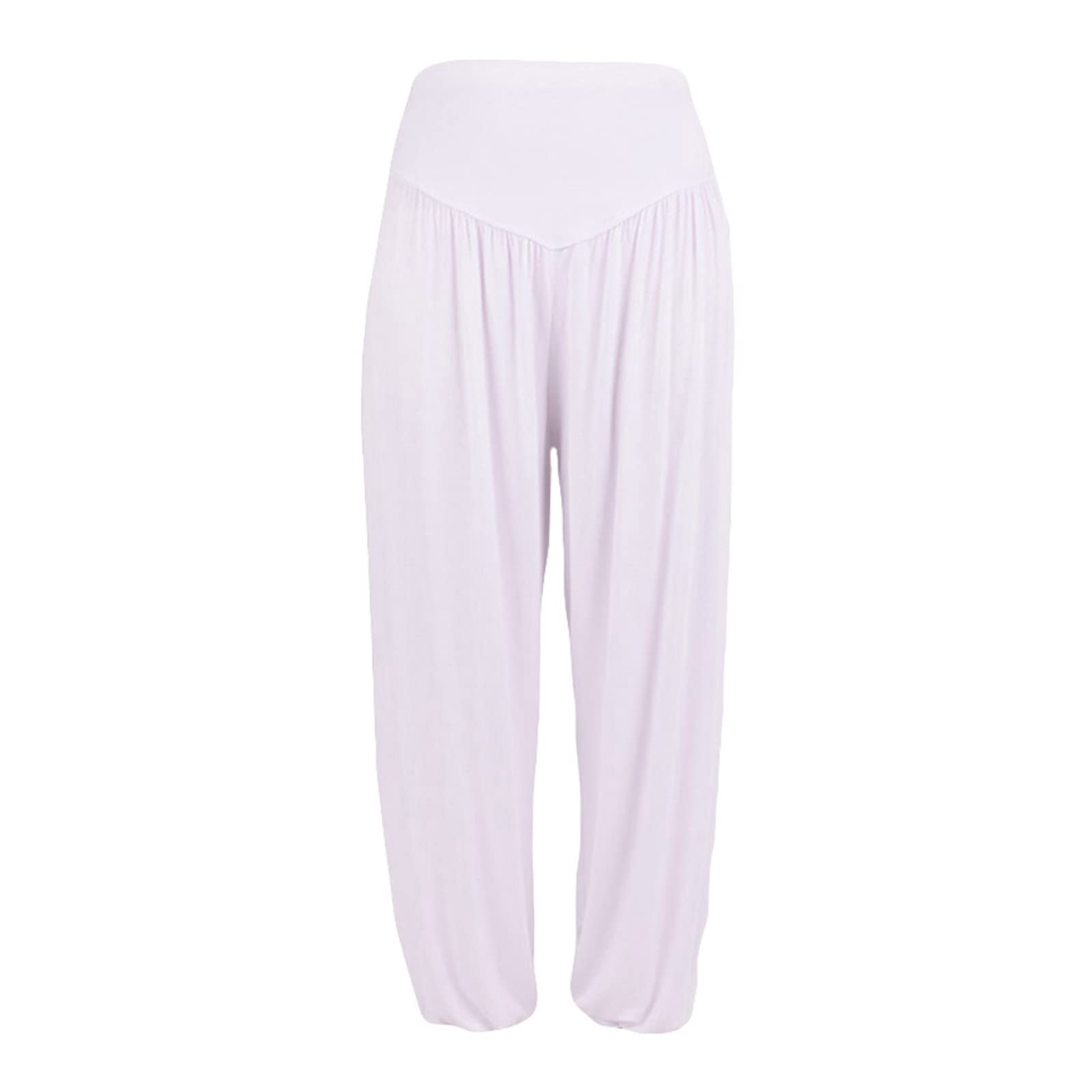 Women Fashion Solid Loose Harem Pants Capri Baggy Pants Casual Cotton Long Pants Wide Leg Palazzo Yoga Lounge Trousers