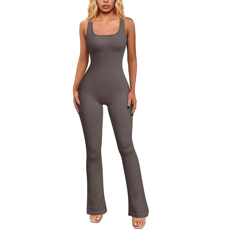 OYV Ribbed Sleeveless Tank Tops Bell Bottoms Flare Jumpsuits