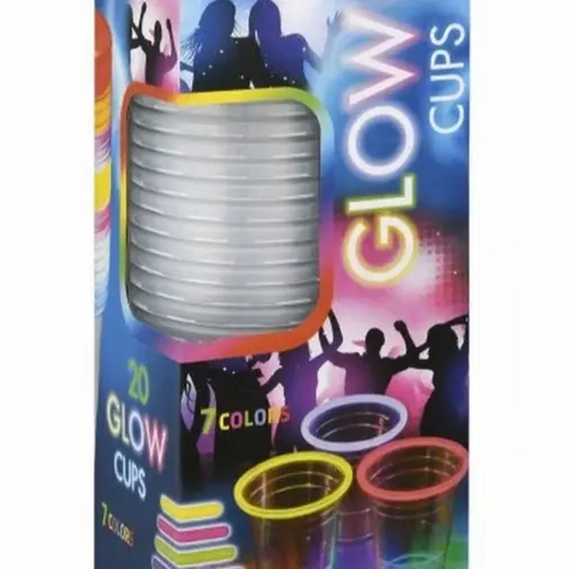 20-Pack 16Oz Glowing Party Cups Multicolor Disposable Neon Glow in the Dark Cups for Beer Pong & Glow Party Supplies