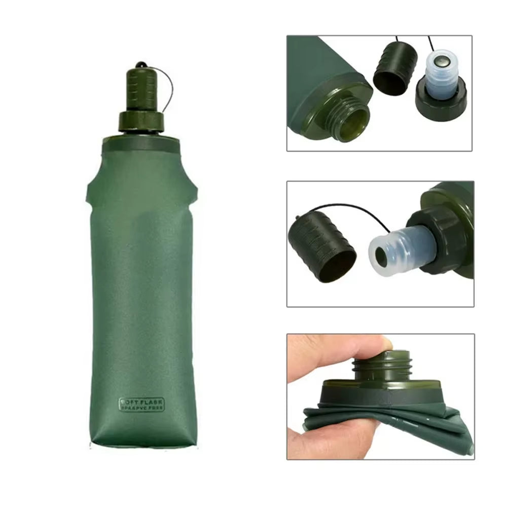 250ML 500ML Soft Flask, Running Water Bottle Foldable TPU Hydration Flask for Running Hydration Pack Cycling Hiking Marathon