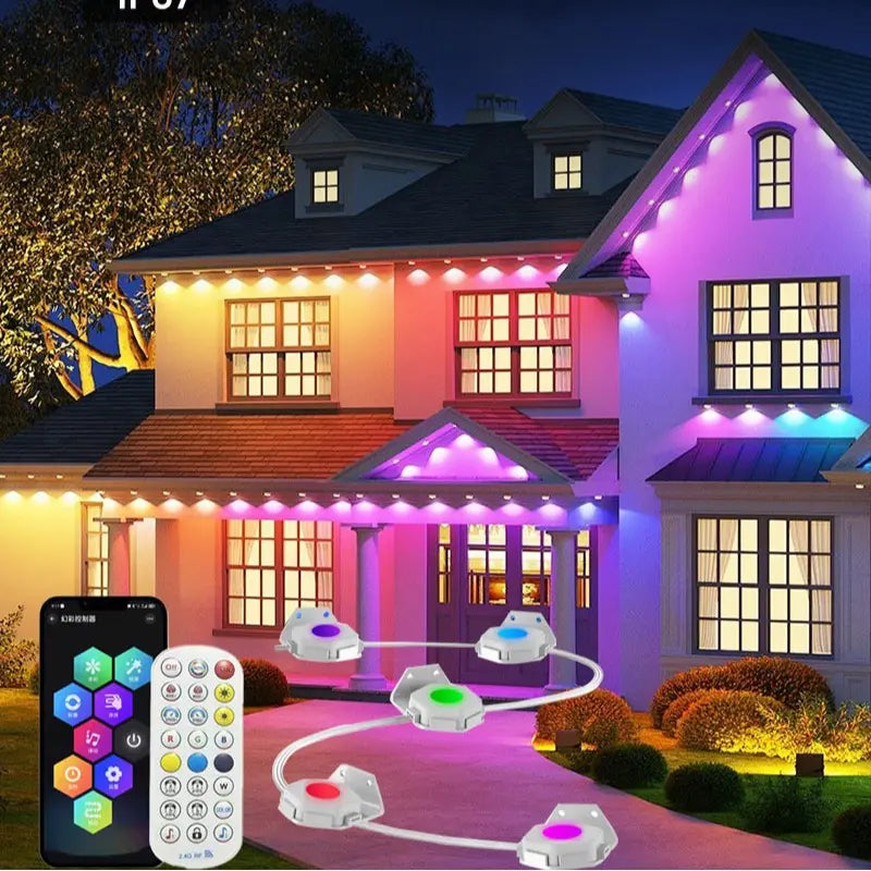 LED Outdoor Roof Light SM16703VB 15M 36L 36 RGB Colors IP67 Waterproof DC24V SMD5056 1W/PCS with Remote Control & DIY Scene Mode for Festive Decorations