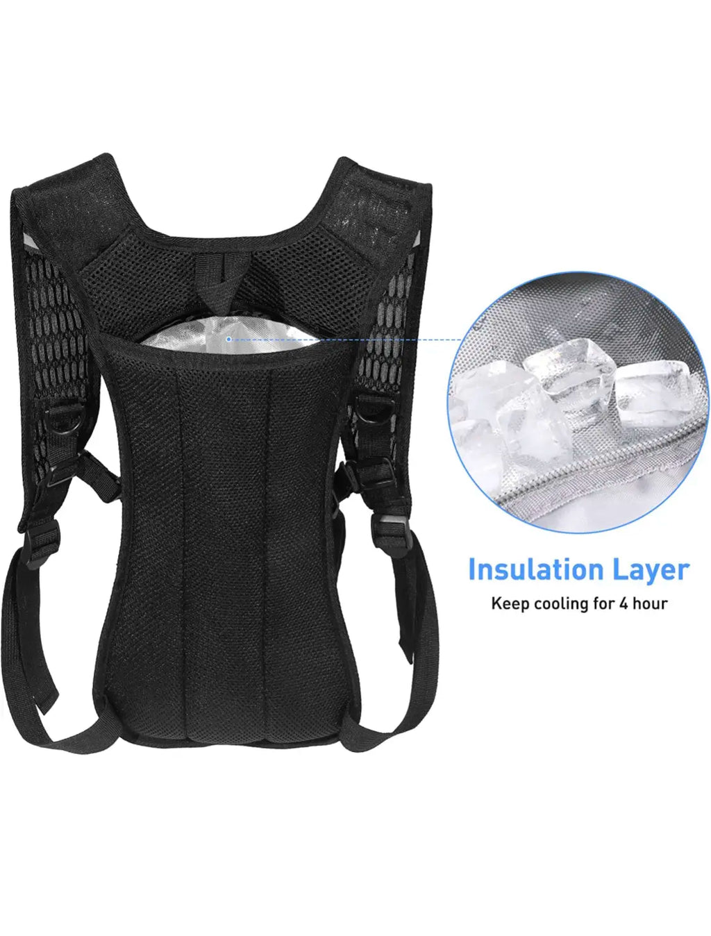 Obsidn Black 2L Hydration Backpack for Festivals, Raves, Hiking, Biking, Climbing, Running, and More - Lightweight, Durable, and Waterproof with Insulated Bladder Compartment and Soft Mouthpiece