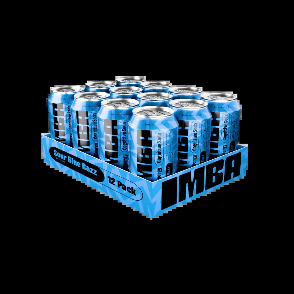 IMBA Sour Blue Razz Energy Drink - 12 Pack of 355 Ml Cans - Non GMO, Vegan, Gluten Free, No Artificial Colors or Sweeteners