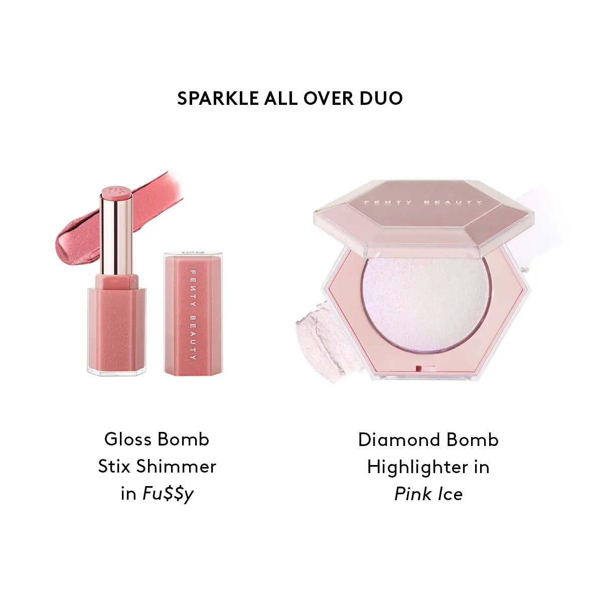 Fenty Beauty Sparkle All over Duo: Gloss Bomb Stix High-Shimmer Lip Gloss Stick + Diamond Bomb All-Over Diamond Veil