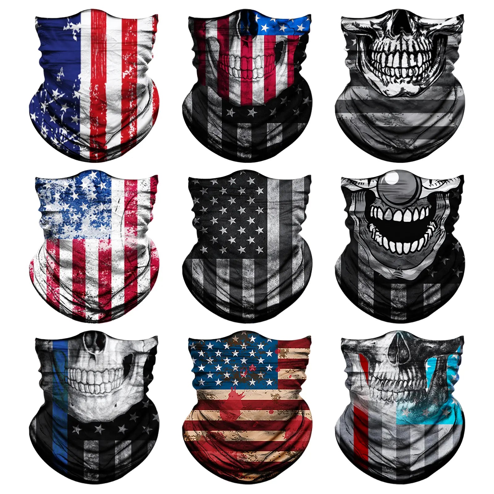 Venswell Neck Gaiter Face Mask Men Women,Seamless Bandana Rave Face Cover Scarf Mask,Balaclava,Headband, Head Wrap,Head，Gothic Style, Skulls, Demons—Must-Haves for Halloweenwear 9Pcs