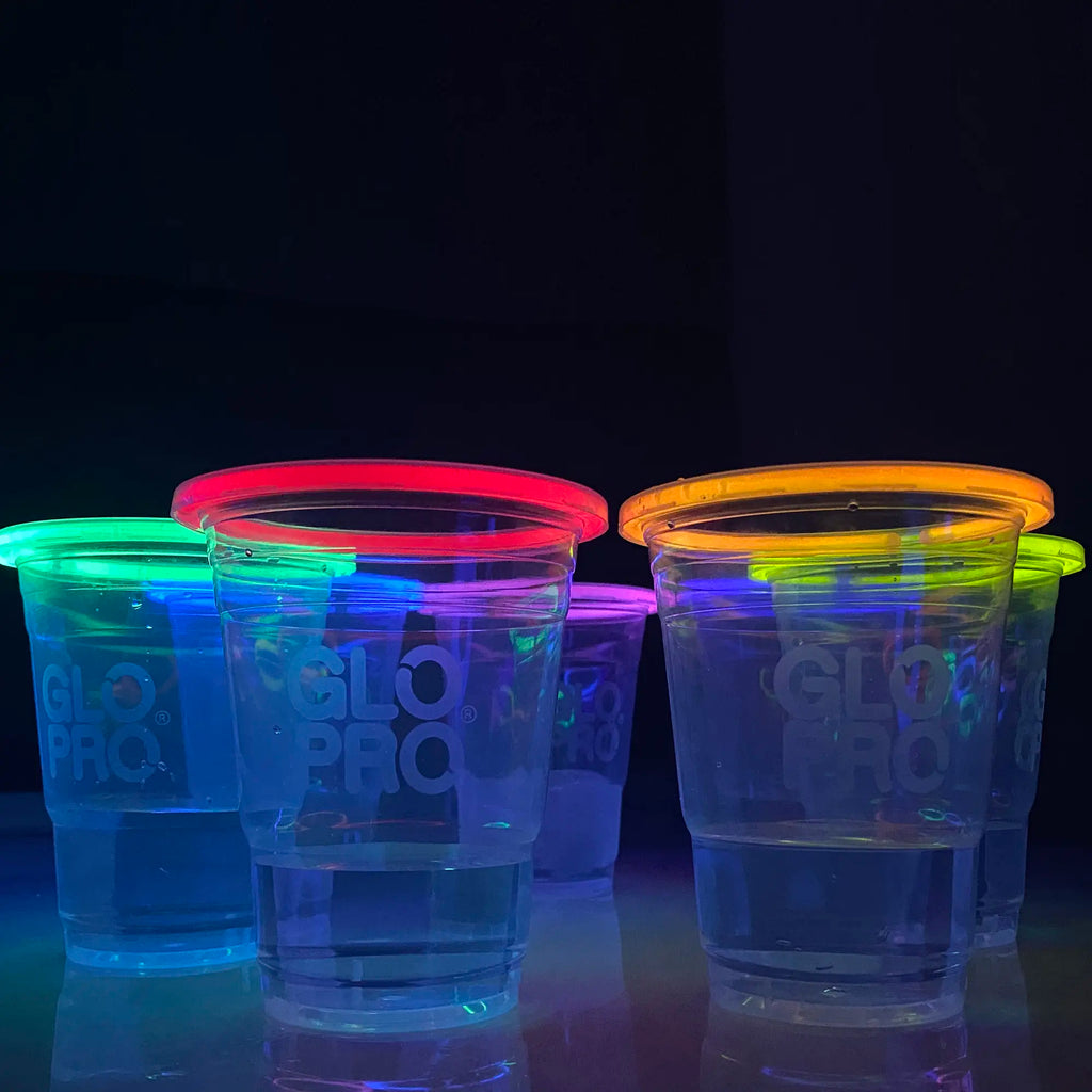 20-Pack 16Oz Glowing Party Cups Multicolor Disposable Neon Glow in the Dark Cups for Beer Pong & Glow Party Supplies