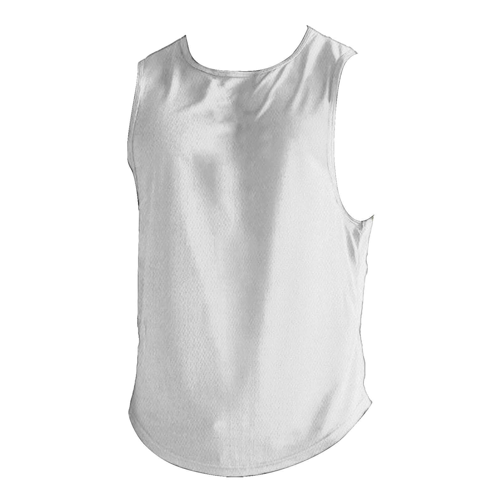 Summer Vest for Men Mesh Breathable Quick Dry Gym Muscle Fitness Workout Sweatshirts Solid Color Sleeveless Tank Tops