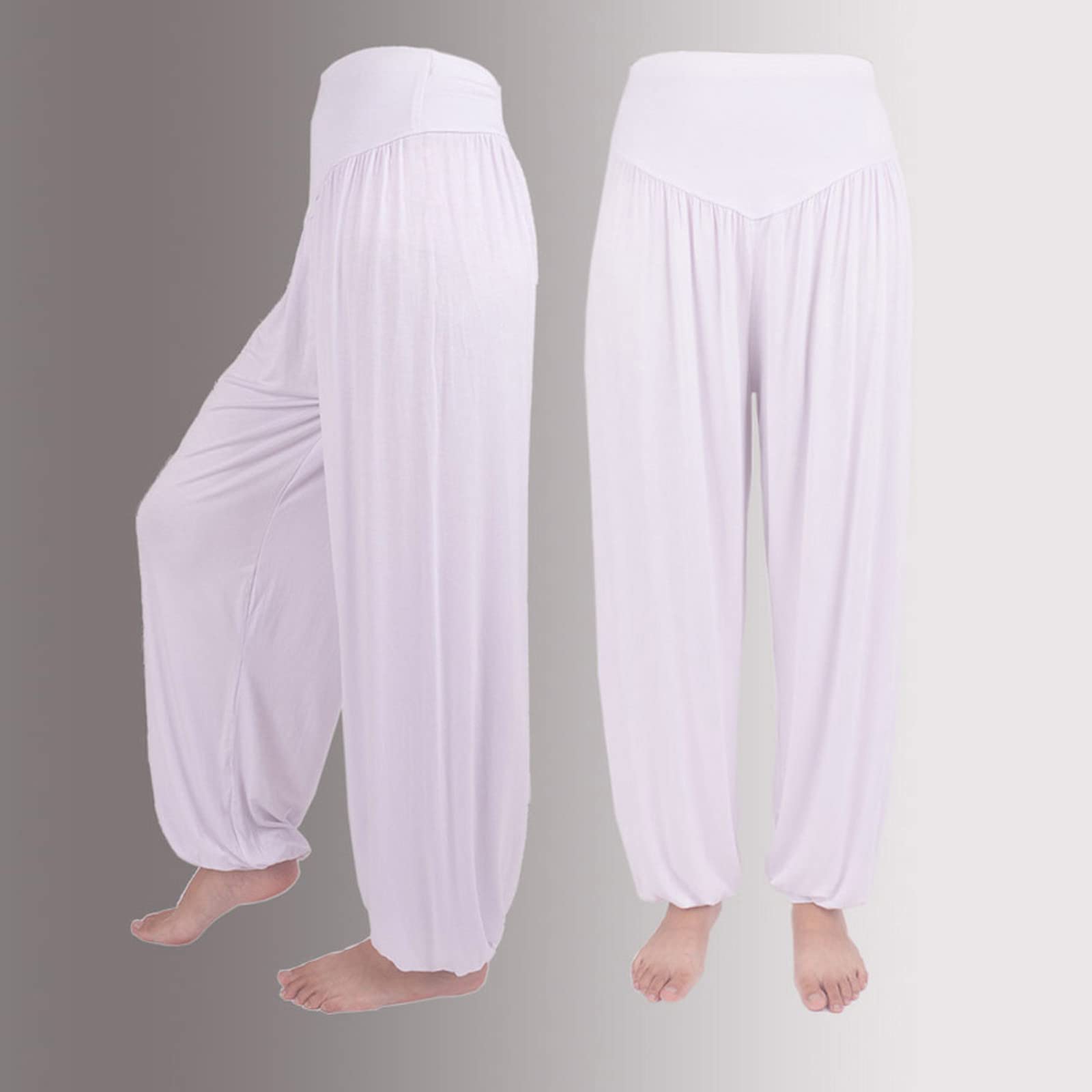 Women Fashion Solid Loose Harem Pants Capri Baggy Pants Casual Cotton Long Pants Wide Leg Palazzo Yoga Lounge Trousers