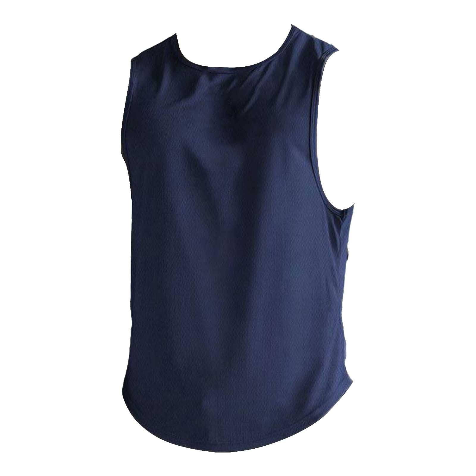 Summer Vest for Men Mesh Breathable Quick Dry Gym Muscle Fitness Workout Sweatshirts Solid Color Sleeveless Tank Tops