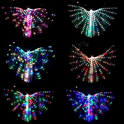 SHINYOU LED Isis Wings Glow Light Up Belly Dance Costumes with Sticks Performance Clothing Carnival Halloween