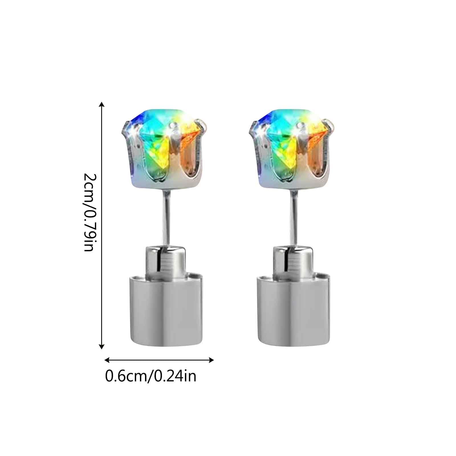 Light Up Earrings, Flashing Blinking Studs - Shiny Glowing Crown Shape Stud LED Earrings for Wedding Rave Dance Party Night Out, Jewelry Gifts for Women Men Girlfriend Boyfriend