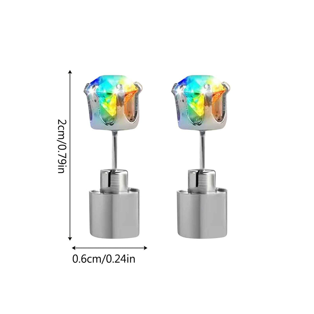 Light Up Earrings, Flashing Blinking Studs - Shiny Glowing Crown Shape Stud LED Earrings for Wedding Rave Dance Party Night Out, Jewelry Gifts for Women Men Girlfriend Boyfriend