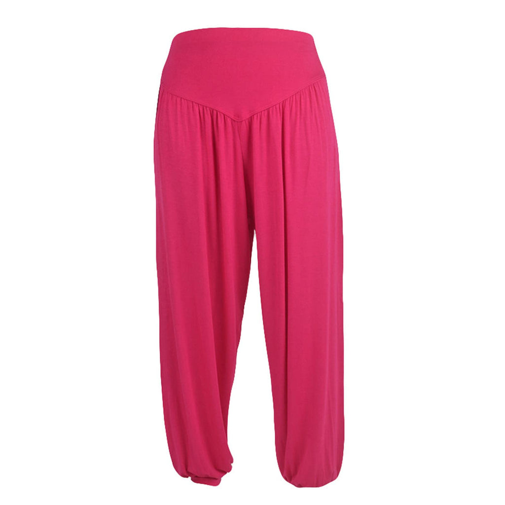 Women Fashion Solid Loose Harem Pants Capri Baggy Pants Casual Cotton Long Pants Wide Leg Palazzo Yoga Lounge Trousers