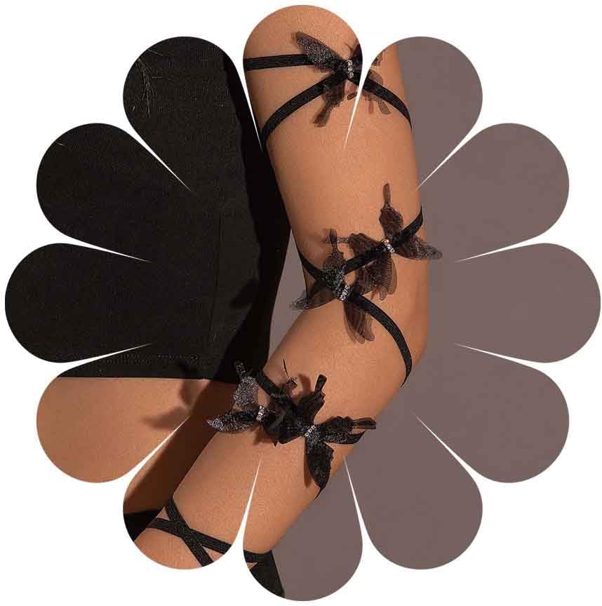 Butterfly Tassel Chain Arm Cuff Ribbon Arm Wraps Elastic Upper Arm Cuff Cz 3D Butterfly Black Lace Arm Sleeves Sexy Multilayer Hand Armband Party Prom Arm Accessories for Women, Large