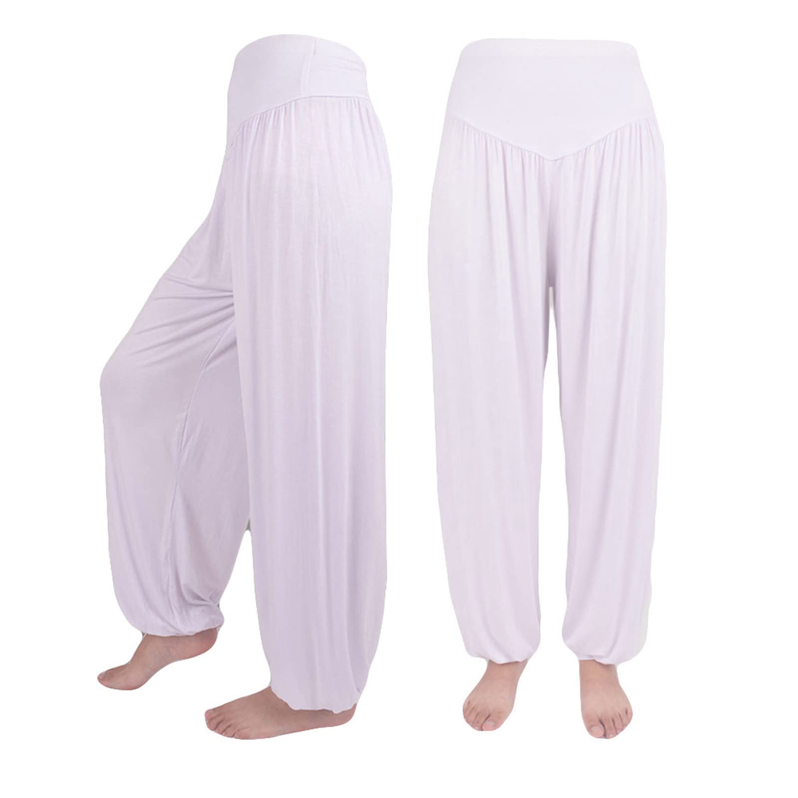 Women Fashion Solid Loose Harem Pants Capri Baggy Pants Casual Cotton Long Pants Wide Leg Palazzo Yoga Lounge Trousers