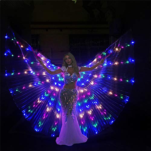 SHINYOU LED Isis Wings Glow Light Up Belly Dance Costumes with Sticks Performance Clothing Carnival Halloween