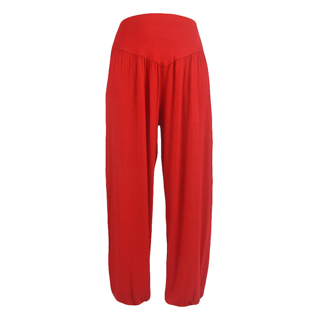 Women Fashion Solid Loose Harem Pants Capri Baggy Pants Casual Cotton Long Pants Wide Leg Palazzo Yoga Lounge Trousers