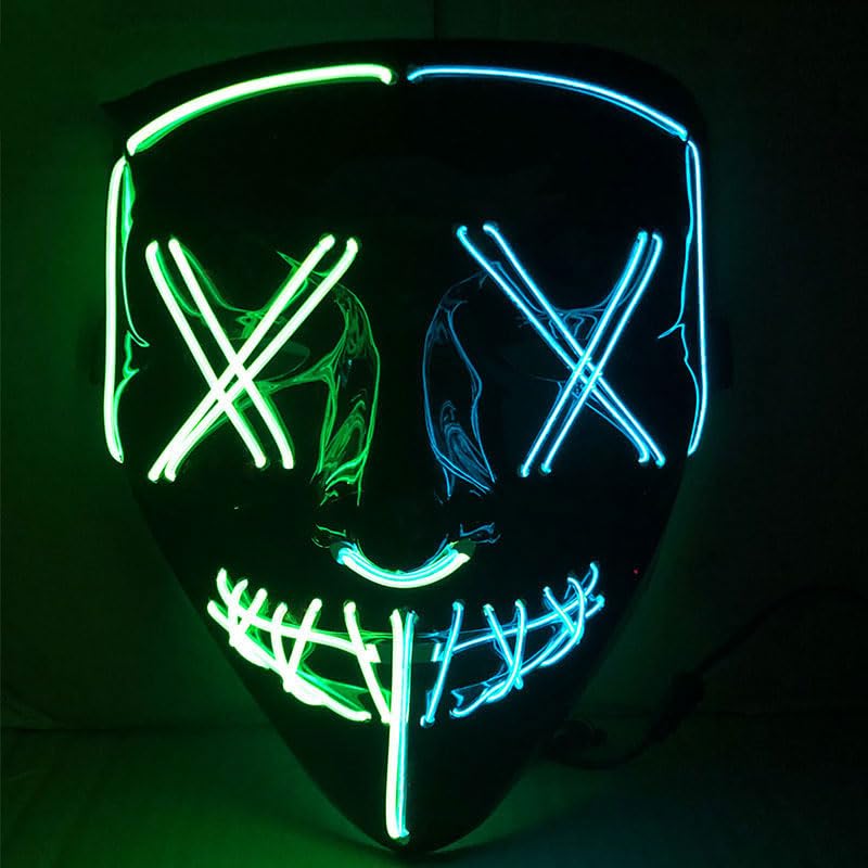 Halloween Cosplay LED Light Up Hacker Purge Mask EL Party Supplies Carnival Festival Party Mask